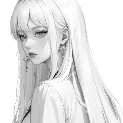 黑白风动漫女生头像图片