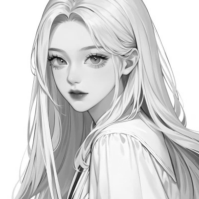 黑白风动漫女生头像图片