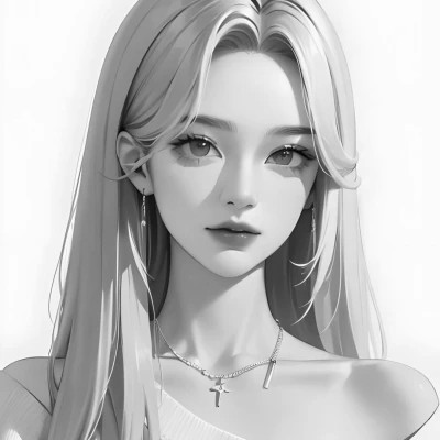 黑白风动漫女生头像图片