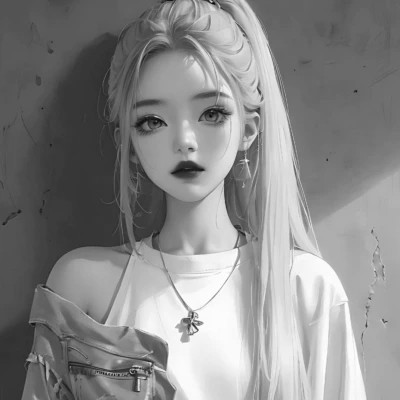 黑白风动漫女生头像图片