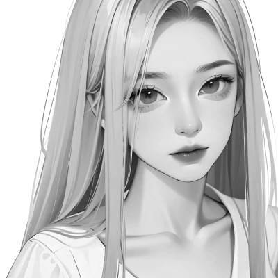 黑白风动漫女生头像图片