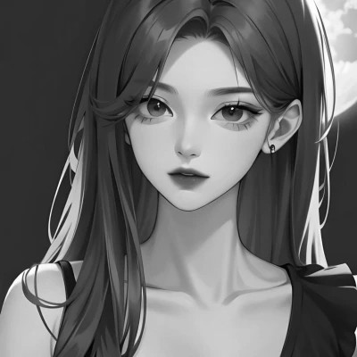 黑白风动漫女生头像图片