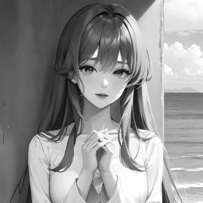 黑白风动漫女生头像图片