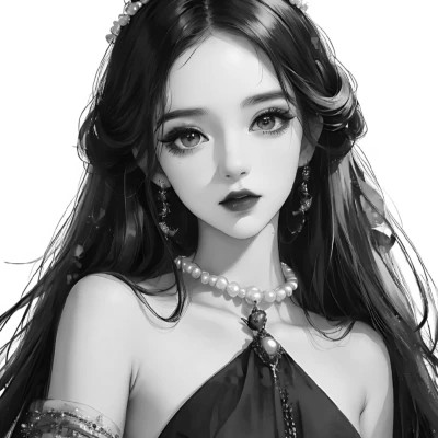 黑白风动漫女生头像图片