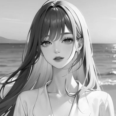 黑白风动漫女生头像图片