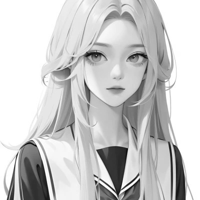 黑白风动漫女生头像图片