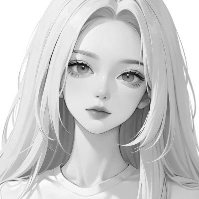 黑白风动漫女生头像图片