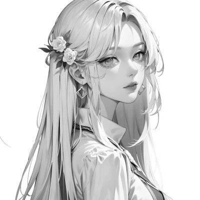 黑白风动漫女生头像图片