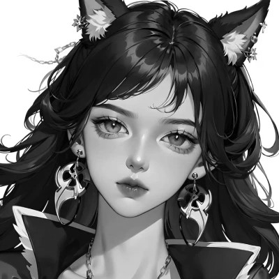 黑白动漫女头像精致二次元