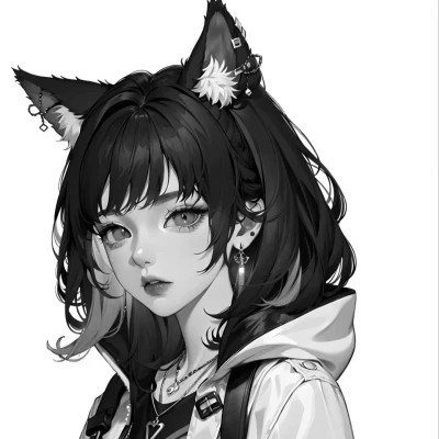 黑白动漫女头像精致二次元