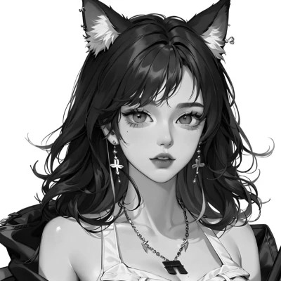 黑白动漫女头像精致二次元