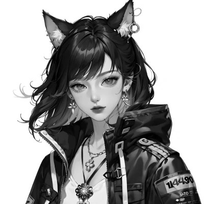 黑白动漫女头像精致二次元