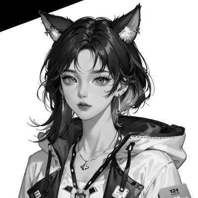 黑白动漫女头像精致二次元