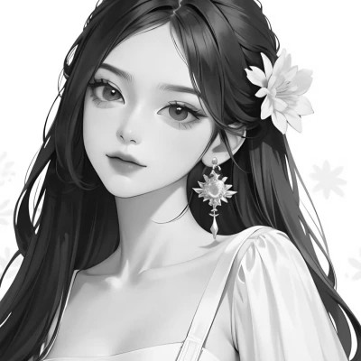 黑白动漫女头像精致二次元