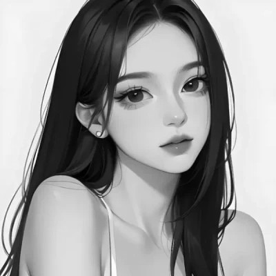 黑白动漫女头像精致二次元