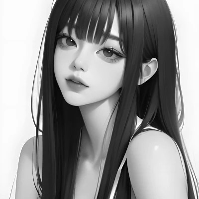 黑白动漫女头像精致二次元