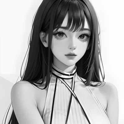 黑白动漫女头像精致二次元