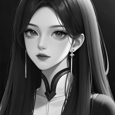 黑白动漫女头像精致二次元