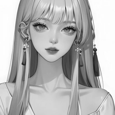 黑白动漫女头像精致二次元