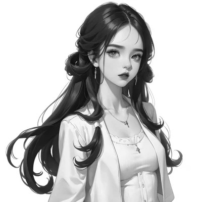 黑白动漫女头像精致二次元