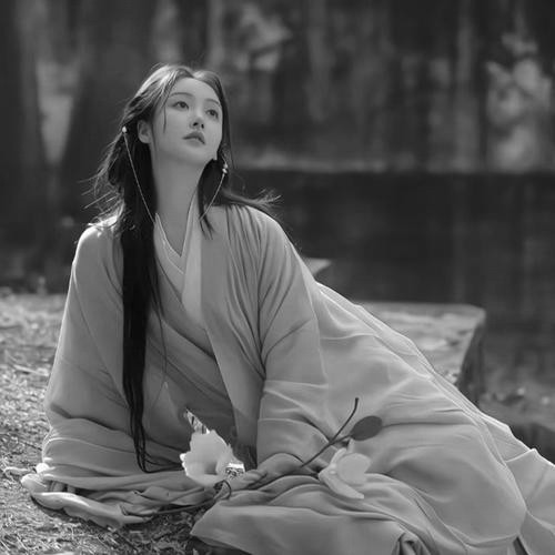 高清古风头像黑白女生真人
