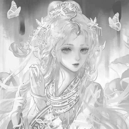 卡通古风头像女生动漫黑白图片