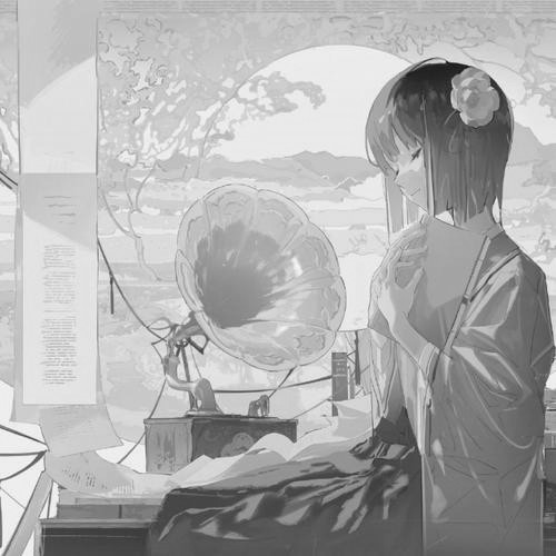 卡通古风头像女生动漫黑白图片
