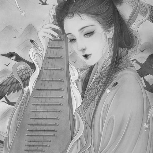 古风女生头像黑白图片高清