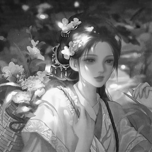 古风女生头像黑白图片高清