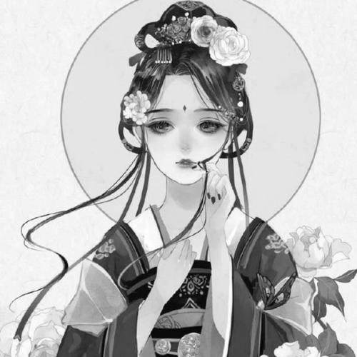 古风女生头像黑白图片高清