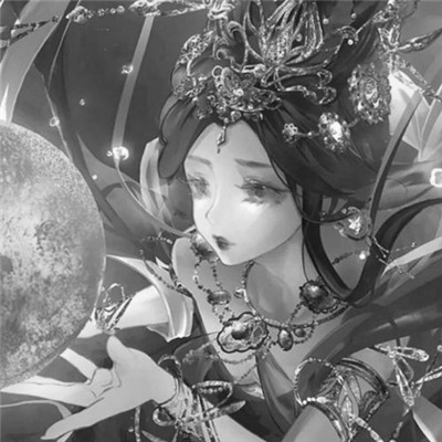 美丽古风女头动漫黑白图片