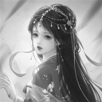 美丽古风女头动漫黑白图片