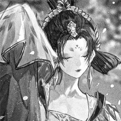美丽古风女头动漫黑白图片