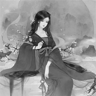 美丽古风女头动漫黑白图片