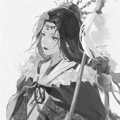 美丽古风女头动漫黑白图片