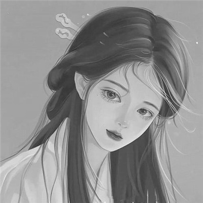 美丽古风女头动漫黑白图片