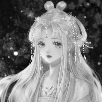 美丽古风女头动漫黑白图片