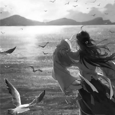 美丽古风女头动漫黑白图片