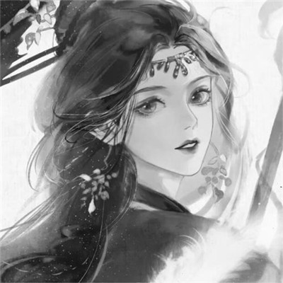 美丽古风女头动漫黑白图片