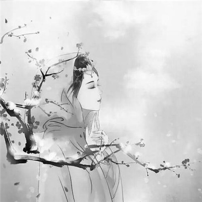 美丽古风女头动漫黑白图片