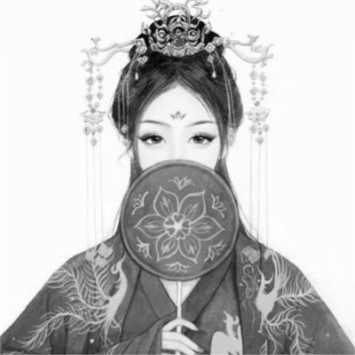 美丽古风女头动漫黑白图片