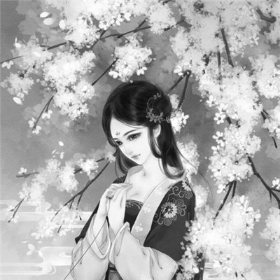 美丽古风女头动漫黑白图片