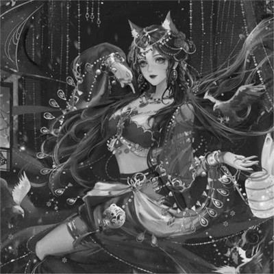 美丽古风女头动漫黑白图片
