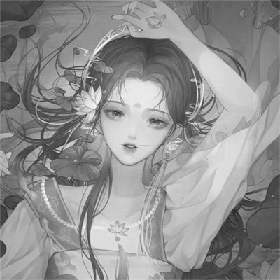 美丽古风女头动漫黑白图片