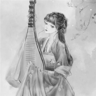 美丽古风女头动漫黑白图片