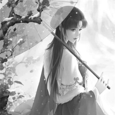 美丽古风女头动漫黑白图片
