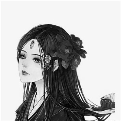 美丽古风女头动漫黑白图片