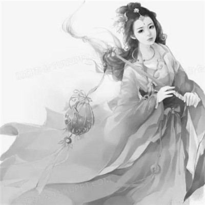 美丽古风女头动漫黑白图片
