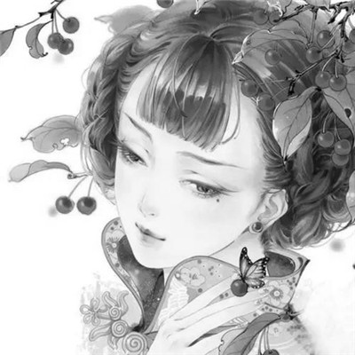 美丽古风女头动漫黑白图片