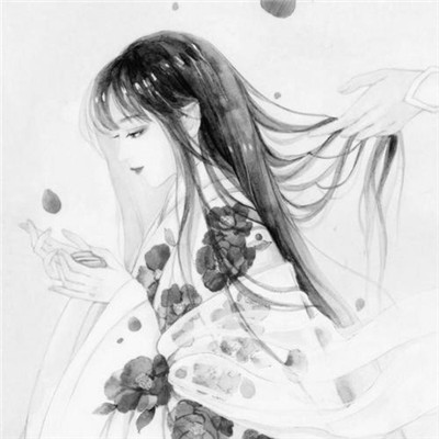 美丽古风女头动漫黑白图片